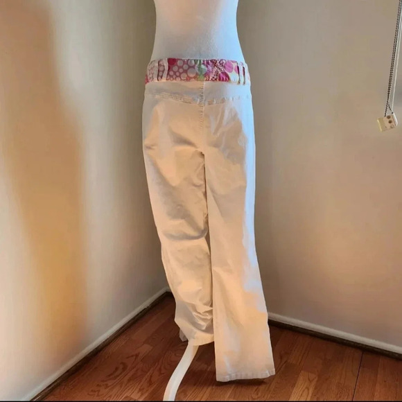Escada Funky 90s Vintage White Polkadot Bootcut Jeans Y2K Womens Cotton Pants 44 - Picture 4 of 16